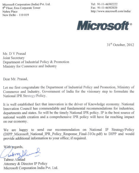 Microsoft-Response-on-Draft-National-IPR-Strategy